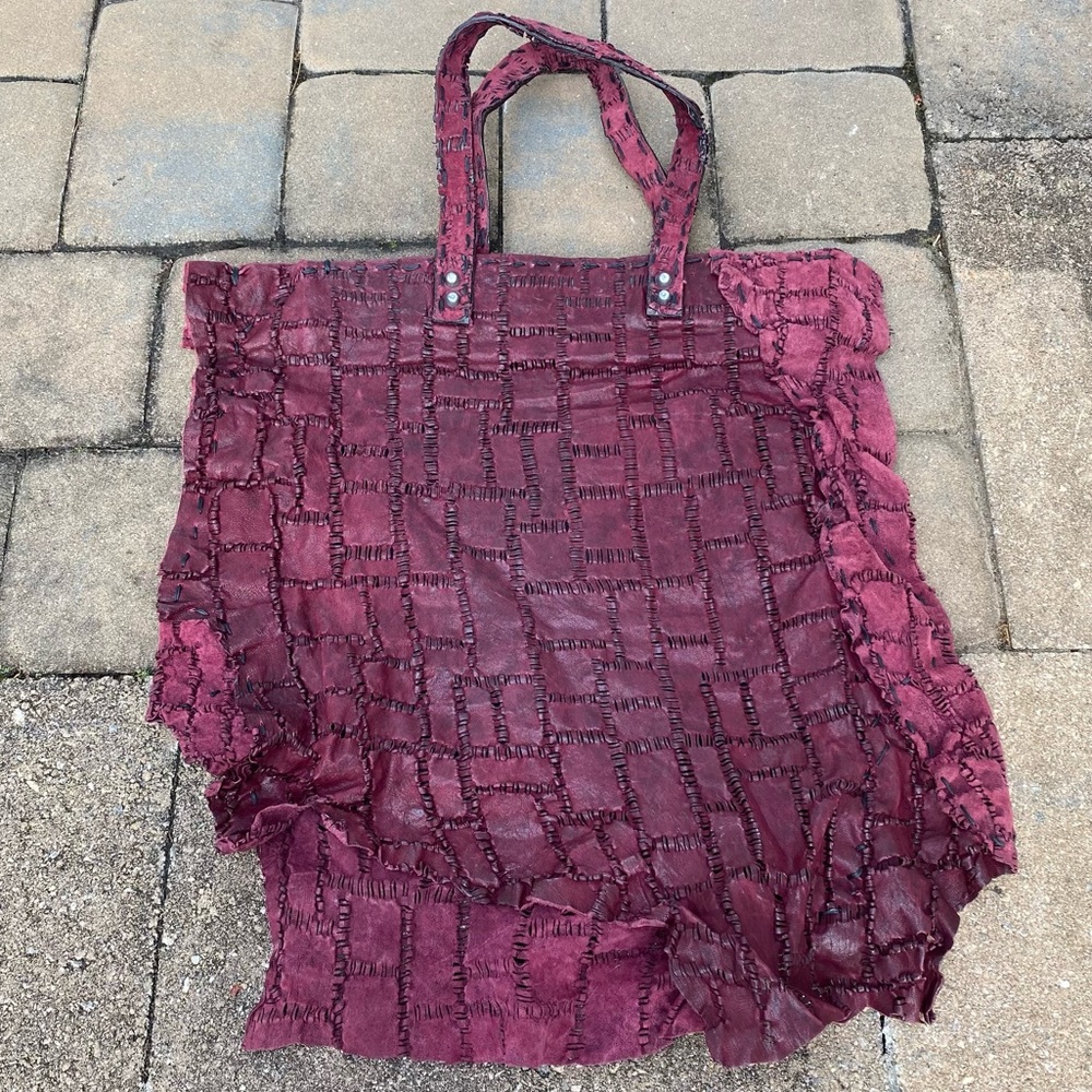 Claudio Cutuli Lasercut leather tote bag